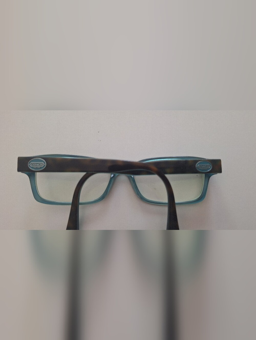 Coach Teal and Dark Green Rectangular Eyeglass Frames - Picture 7 of 8